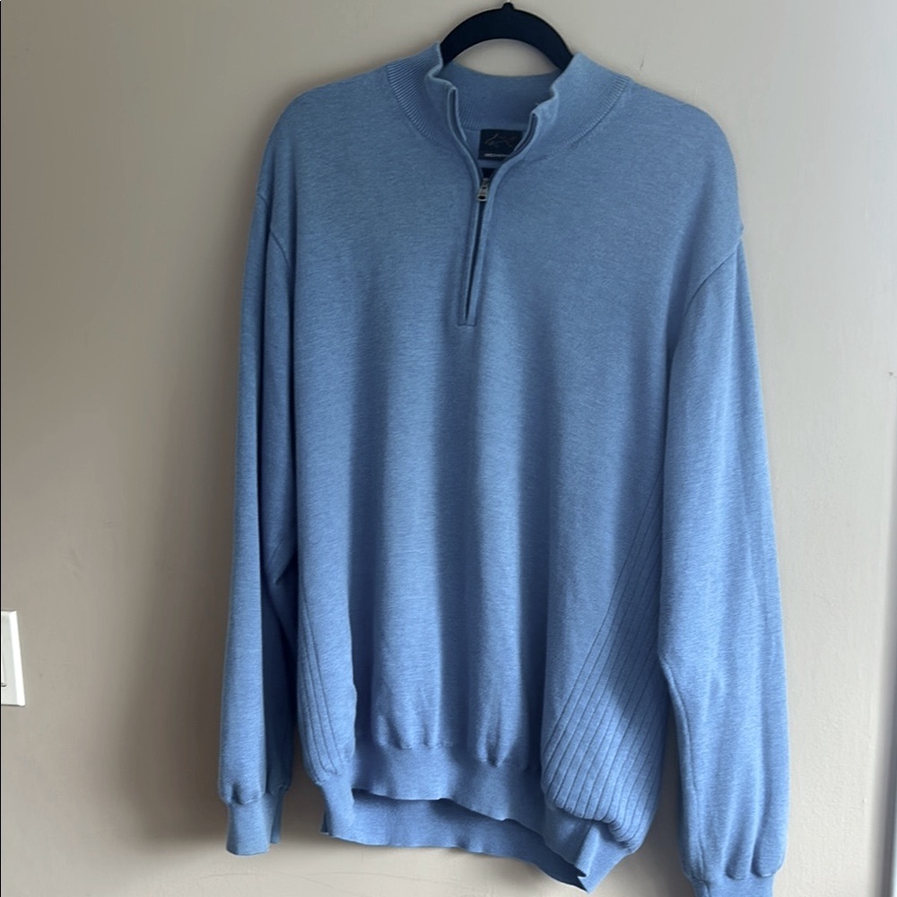 Greg Norman Men’s Golf Sweater – XL – Blue – 3/4 Zip Pullover – Lined